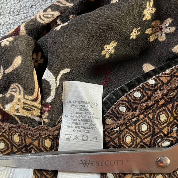 Emma James‎ Blouse Womens 18W Brown Floral Button Front Boho Peasant Fairy Light - Picture 6 of 8